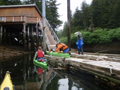 Unpacking gear, Elfin Cove, SE Alaska, 2009