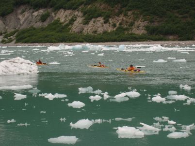 Paddling out from McBride Glacier, Glacier Bay, 2006