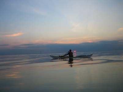 Returning at sunset