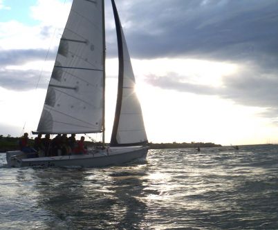 Kayakers and yachts