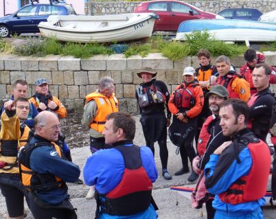 Briefing on the slipway